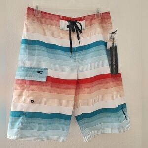 O'Neill Men's Multicolor Striped Board Shorts Size28